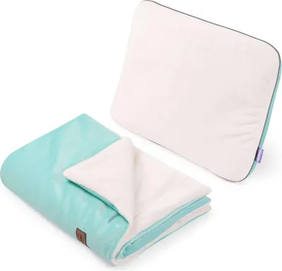 Produktbild von Kinderwagenset – Decke und Kissen – Ecru Plüsch & Mint Velvet