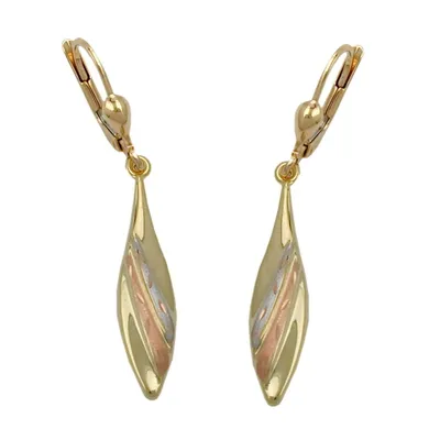 Produktbild von Ohrbrisur Ohrhänger Ohrringe 41x6mm tricolor teilmattiert diamantiert 9Kt GOLD silber 41x6mm