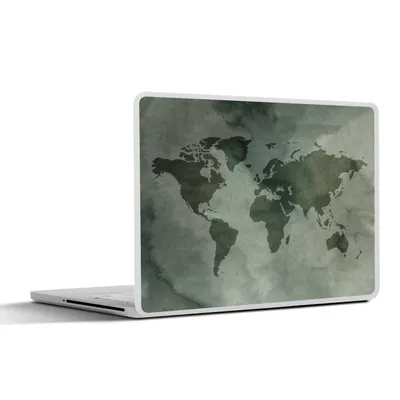 Produktbild von MuchoWow® Laptop Aufkleber Sticker Cover Weltkarte - Grau - Aquarell 30x21 cm - Sticker für Laptop - Selbstklebend