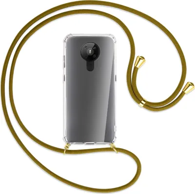 Produktbild von Handykette Backcover-Schutzhülle mit Band (Metall goldfarben) für Nokia 5.3 - khaki