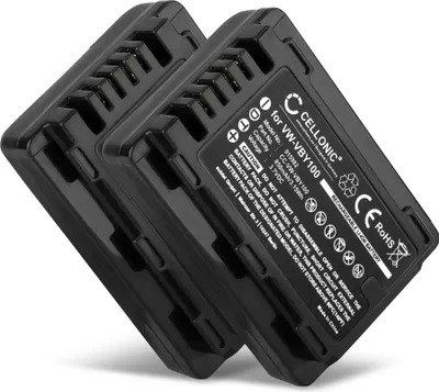 Produktbild von CELLONIC 2x Akku für Kamera Kompatibel mit Panasonic HC-V130, HC-V130K, HC-V201, VW-VBY100 - (850mAh, 3.7V)