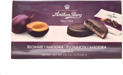 Produktbild von Anthon Berg Pralinen Pflaume de Madeira 192,5g –  Likörpralinen mit Schokolade