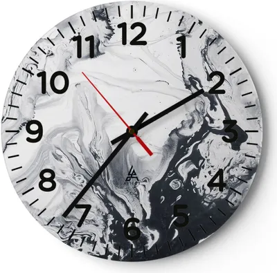 Produktbild von Wanduhr - Rund - Glasuhr - Abstraktion modern - 30x30cm - Schleichendes Uhrwerk - Lautlos - zum Aufhängen bereit - Dekoration Modern - Wanddekoration aus Glas - C4AR30x30-3900