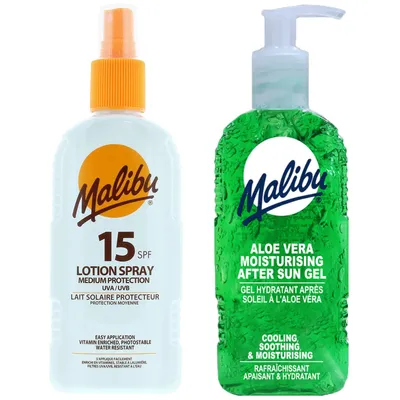 Immagine prodotto di Malibu SPF15 Spray impermeabile 200 ml + gel di aloe dopo abbronzatura 200 ml