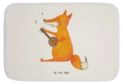 Produktbild von Mr. & Mrs. Panda Badvorleger Fuchs Gitarre - Weiß - Geschenk, Duschvorleger, Musik, Singen, Badteppich, Badezimmerteppich, Lagerfeuer, Badezimmer Matte, Optimistisch