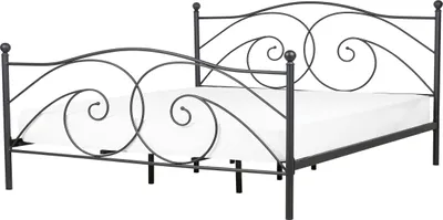Obrázek produktu pro BELIANI Postel s černým kovovým rámem zdobená 140 x 200 cm, moderní minimalistický styl