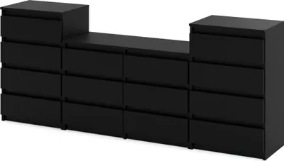 Zdjęcie produktu dla Komoda 14 Szuflad 220Cm Loft Stolik Szafka Rtv Salon Sypialnia Czarny Mat