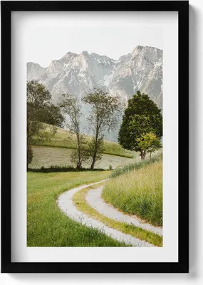 Produktbild von Feldhund in den Bergen– Wandbild mit Rahmen – Gerahmtes Bild  – Wanddekoration – 40x60 cm –  Schwarz