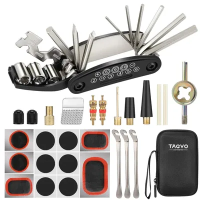 Produktbild von Fahrradwerkzeugset Fahrradwerkzeug Reparaturset - 16-teilig Multifunktionswerkzeug - Mit Werkzeugtasche und Ventilset
