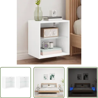 Immagine prodotto di The Living Store Comodini a parete con luci LED 2 pz. Bianco