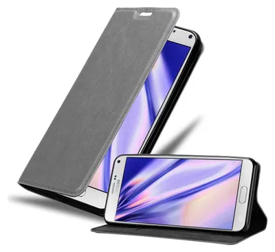 Obrázek produktu pro Cadorabo Case for Samsung Galaxy NOTE 4 Protective Case in Grey Pouzdro na mobilní telefon s magnetickým zavíráním
