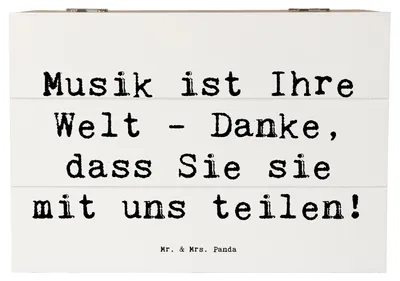 Produktbild von Mr. & Mrs. Panda Geschenkbox Spruch Musiklehrer Danke 22 x 15 cm - Weiß - Geschenk, Musik, Schatzkiste, Anerkennung, handgefertigt, Truhe, Geschenkidee, fotobox, Bedanken