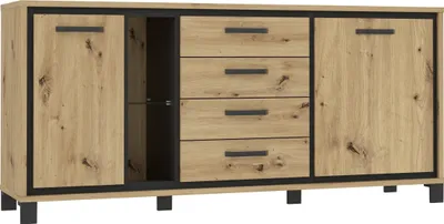 Produktbild von Sideboard >TRONDHEIM< 4 Schübe, Artisan Eiche Nachbildung/ Schwarz Eiche - 177,4x81,3x41cm (B/H/T)