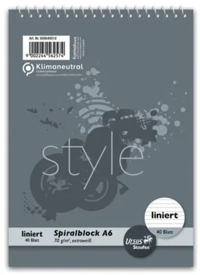 Produktbild von Staufen® style 608640010 Spiralblock - A6, 40 Blatt,  70 g/qm, liniert