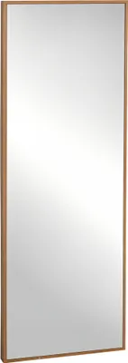 A tall, rectangular mirror with a wooden frame.