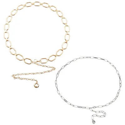 Produktbild von COACOM 2 Stück Metallkettengürtel, O-Ring-Design, Böhmischer Stil, Modische Allg