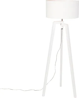 Immagine prodotto di Lampada da terra con base a treppiede in legno bianco e paralume bianco, 50 cm, Puros
