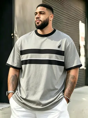 Produktbild von Men's Plus Size T-Shirt - Breathable Short Sleeve Crew Neck Casual & Athletic Wear Suitable for All Ages, Teen to Men, Machine Washable Summer Daily Wear, Gym, Outdoor Activities, Versatile Pullover Shirts, PLUS SIZE, 3XL