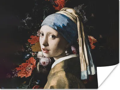 Produktbild von MuchoWow® Poster Das Mädchen mit dem Perlenohrring - Vermeer - Blumen 160x120 cm - Foto Plakat