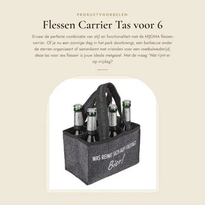 Produktbild von Flaschenträger – Stilvoll – Flaschenbeutel für 6 Flaschen – Bierkoffer – Herrenhandtasche – Hochwertiges Filz – 24 x 15 cm