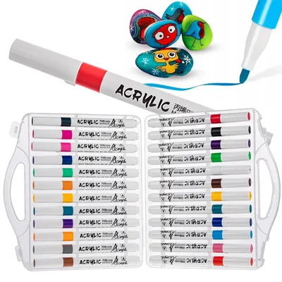 Zdjęcie produktu dla Markery akrylowe do tkanin kamieni ubrań wodoodporne permanentne 24 kolory pisaki mazaki do drewna szkła ceramiki