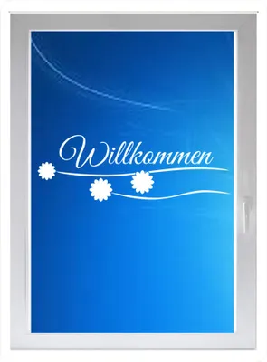 Produktbild von INDIGOS UG - Willkommen Blumen Blüten - Farbe: weiss - 116x39 cm - Sichtschutzfolie - Fensterfolie - Glasdekorfolie - für die Küche, Bad ans Fenster