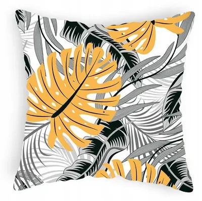 Produktbild von Designpremium Kissenhülle 40x40 cm Grau-Senf Monstera