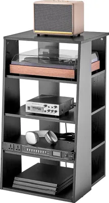 Produktbild von VEVOR 5-poziomowy stojak na nośniki, stojak na odtwarzacze DVD/skrzynki kablowe/konsole do gier, szafka na komponenty audio, szafka na komponenty stereo, szafka na nośniki z regulacją wysokości