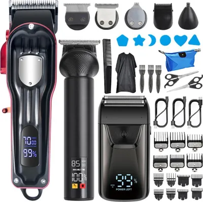 Immagine prodotto di INF Tagliacapelli Professionale Uomo: Kit 5-in-1 Ricaricabile con Display LCD