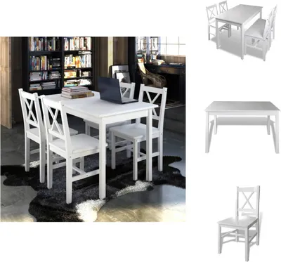 Image de vidaXL Ensemble de salle à manger 5 pièces blanc - Ensemble de salle à manger