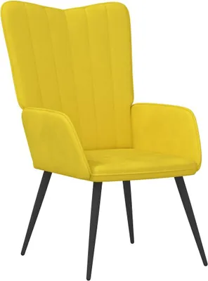 Image de vidaXL Fauteuil relax jaune moutarde velours