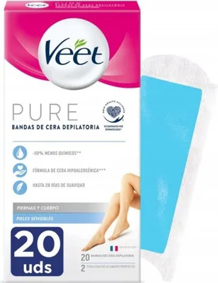Image de Veet Bandes d'Épilation Corposensibles PURE pour Peaux Sensibles - 20 Pièces