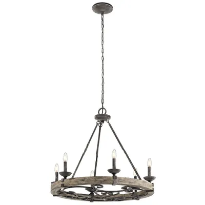 Zdjęcie produktu dla Żyrandol Taulbee postarzany cynk 6xE14x60W metal wym:252,9x72,2x72,2cm IP20 Kichler