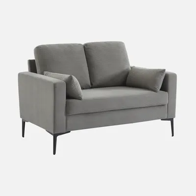 Produktbild von sweeek - 2-Sitzer-Sofa, mit Cordbezug und Metallfüßen - Hellgrau