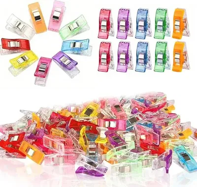 Produktbild von 60 Stück Klammer 27 x 10 mm Nähen Zubehöre Nähzubehör Stoffklammern 6 Farbenfür Binden Basteln Stricken Quilting Clips