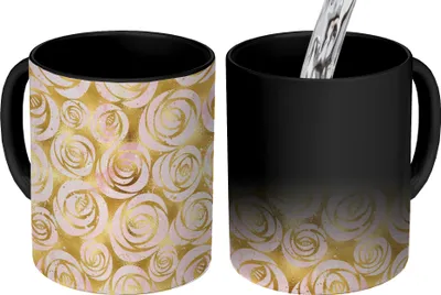 Produktbild von MuchoWow® Zauber Tasse Zaubertasse Magic Marmor - Gold - Rosen - Muster 350 ml Farbwechsel Becher Geschenk Geschenkidee - Magic-Tasse - Fototasse - Keramiktassen - Bilder - Tasse Kaffee - Getränkbeche