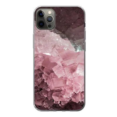 Produktbild von MuchoWow® Handyhülle Schutzhülle Hülle für iPhone 13 Pro Max Naturstein - Rosa - Kristall Silikon Softcase Handy Hülle - Mobiltelefon