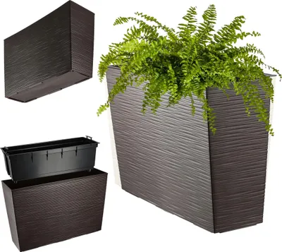 Image de Jardinière - Bac à plantes avec insert - 19 x 56 cm - brun chocolat