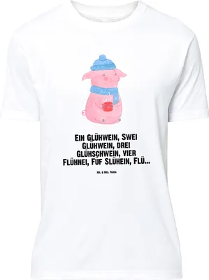Produktbild von Mr. & Mrs. Panda Größe M T-Shirt Schweinchen Glühwein - Weiß - Geschenk, Tshirt, Shirt, Weihnachten, Betrunken, Weihnachtsmarkt, Spruch, mit, Herren
