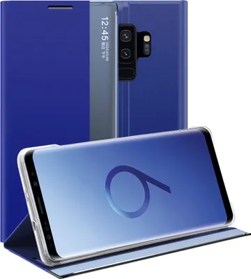 Produktbild von Galaxy S9 Plus Hülle, LaimTop Slim Flip Leder Smart View Window Klappetui Schutzhülle mit Standfunktion für Samsung Galaxy S9 Plus Blau