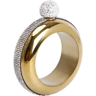 Produktbild von Likörflasche für Damen mit Trichter – Edelstahl-Armreif, Armband, versteckter Flachmann-Set, Weinflasche, Handgelenkschmuck,DiamondGold