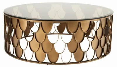 Produktbild von Casa Padrino Art Deco Luxus Designer Couchtisch Antik Kupfer - Tisch aus Stahl und Glas - 110 x H. 38 cm