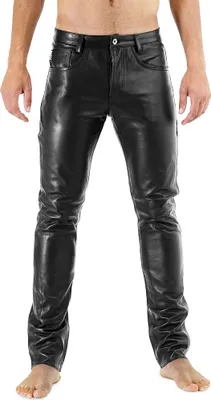 Obrázek produktu pro Bockle® NEW 411 Leather Jeans pánské kožené kalhoty z pravé kůže, W34/L36