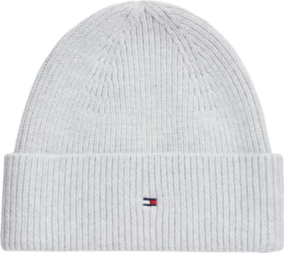 Zdjęcie produktu dla Czapka damska Tommy Hilfiger Flag Knit z logo, kolor: szary (jasnoszary melanż)