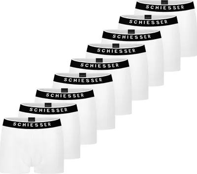 Produktbild von Schiesser 9er Pack 95/5 Organic Baumwolle Retro Short / Pant Körpernahe Shorts mit Webgummibund , Kontraststarke Logo-Prägung am Bund, Elastische Single-Jersey-Qualität