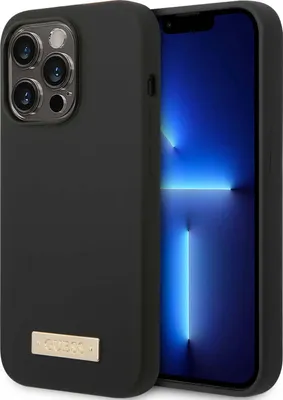 Obrázek produktu pro Guess GUHMP14LSBPLK Apple iPhone 14 Pro black hard case Silicone Logo Plate MagSafe