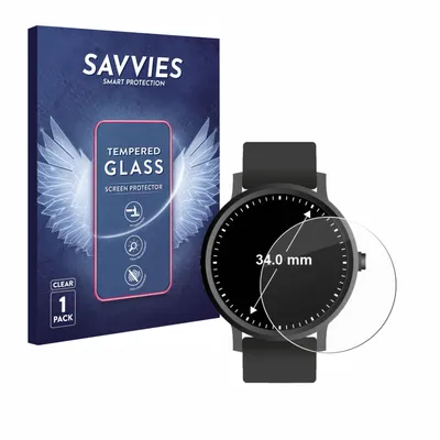 Produktbild von Savvies Schutzglas für Armbanduhren (Kreisrund, ø: 34 mm) Displayschutz 9H Glas klar transparent