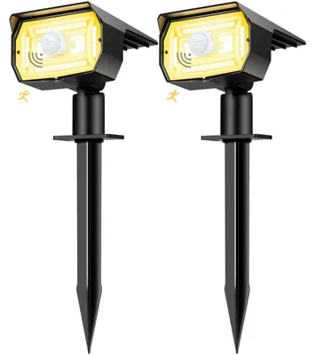 2er-Pack LED-Solarlampen mit Bewegungsmelder, 56 LEDs, warmweiß