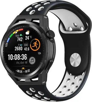 Produktbild von Strap-it Huawei Watch GT Sportarmband (Schwarz/Weiß)