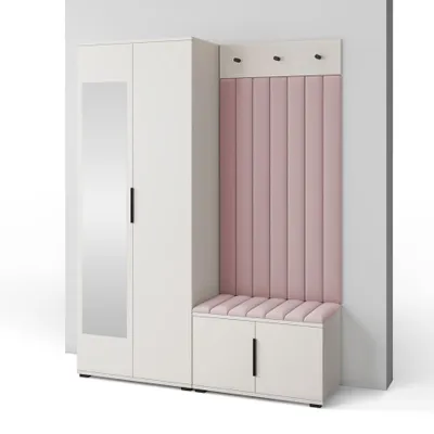 Produktbild von Garderoben-Set Napoli Version 13: Kleiderschrank mit Polsterpaneelen, Schuhschrank Flur und Eingangsbereich (Cashmere/Trinity 19)